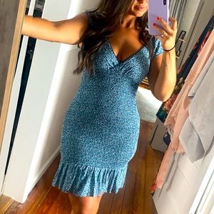 Blue floral bodycon dress